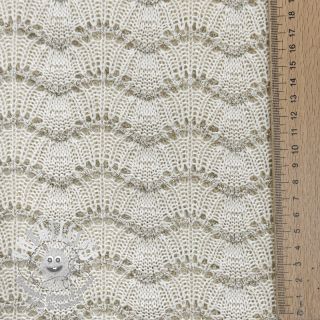Tissu maille tricot jacquard LUREX ecru