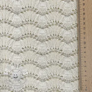 Tissu maille tricot jacquard LUREX ecru