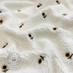 Tissu de manteau TEDDY JACQUARD EMBROIDERY Sunflower
