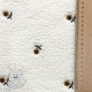 Tissu de manteau TEDDY JACQUARD EMBROIDERY Sunflower