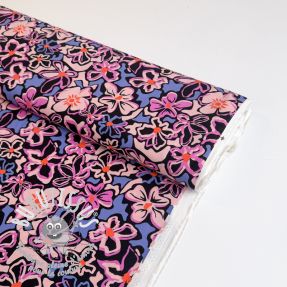 Viscose STRETCH Flowers Junie black