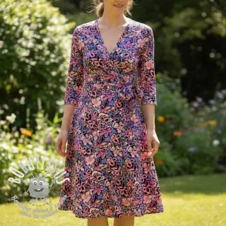 Viscose STRETCH Flowers Junie black