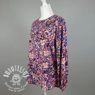 Viscose STRETCH Flowers Junie black