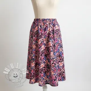 Viscose STRETCH Flowers Junie black