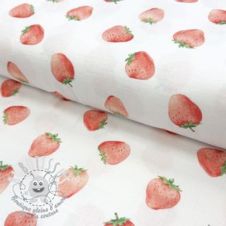 Tissu double gaze/mousseline Strawberries digital print