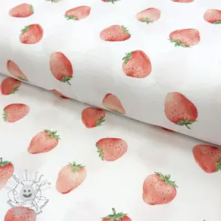 Tissu double gaze/mousseline Strawberries digital print