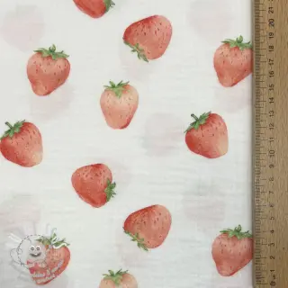 Tissu double gaze/mousseline Strawberries digital print