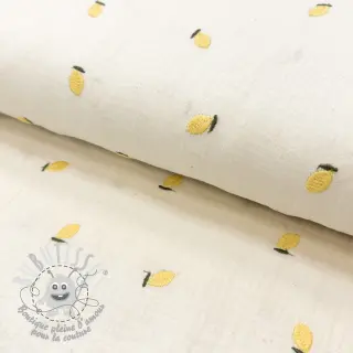 Tissu double gaze/mousseline EMBROIDERY Fruit yellow SIMPLY NATURAL