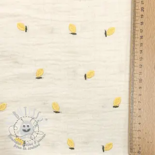Tissu double gaze/mousseline EMBROIDERY Fruit yellow SIMPLY NATURAL