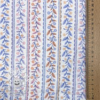 Tissu double gaze/mousseline Leaves in stripes digital print ORGANIC