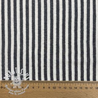 Tissu double gaze/mousseline YARN DYED Summer stripe navy