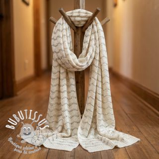 Tissu maille tricot jacquard LUREX ecru