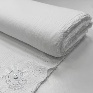 Tissu double gaze/mousseline BORDER Helene white