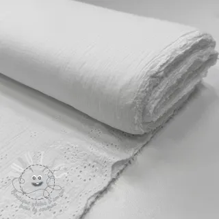 Tissu double gaze/mousseline BORDER Helene white
