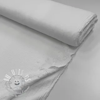 Tissu double gaze/mousseline BORDER Helene white