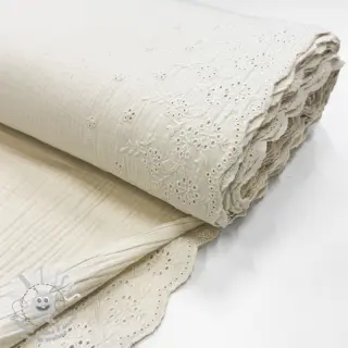 Tissu double gaze/mousseline BORDER Helene natural