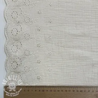Tissu double gaze/mousseline BORDER Helene natural