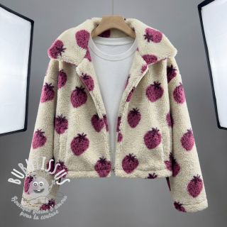 Tissu de manteau TEDDY JACQUARD Strawberries