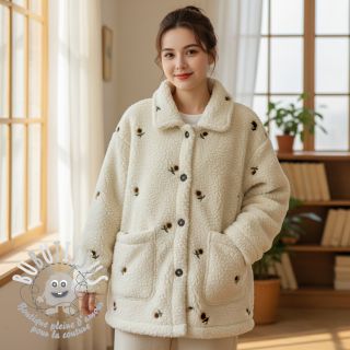 Tissu de manteau TEDDY JACQUARD EMBROIDERY Sunflower