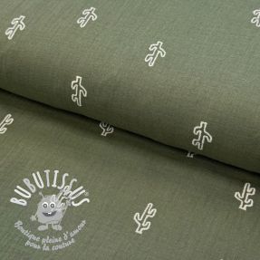 Tissu double gaze/mousseline EMBROIDERY Cactus green
