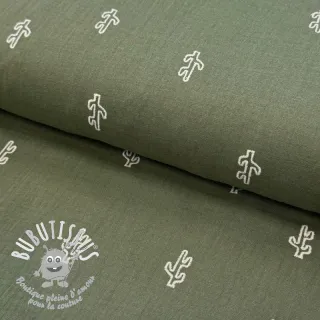 Tissu double gaze/mousseline EMBROIDERY Cactus green