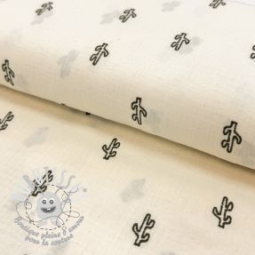 Tissu double gaze/mousseline EMBROIDERY Cactus SIMPLY NATURAL