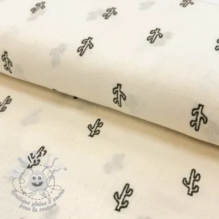 Tissu double gaze/mousseline EMBROIDERY Cactus SIMPLY NATURAL