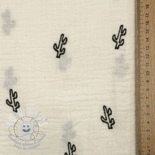 Tissu double gaze/mousseline EMBROIDERY Cactus SIMPLY NATURAL