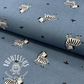 Tissu coton FLANNEL Zebras blue