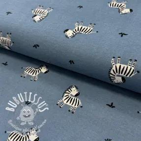 Tissu coton FLANNEL Zebras blue