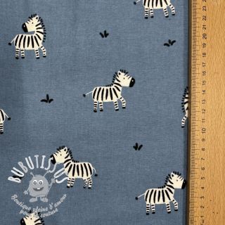 Tissu coton FLANNEL Zebras blue