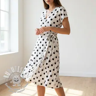 Viscose RADIANCE Polka BIG dot white