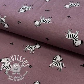 Tissu coton FLANNEL Zebras mauve