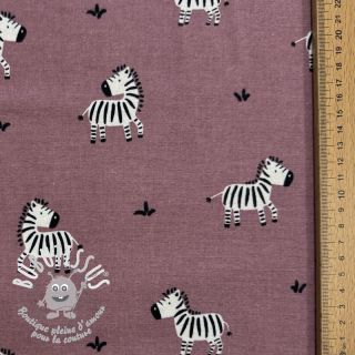 Tissu coton FLANNEL Zebras mauve