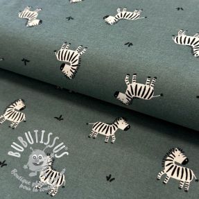 Tissu coton FLANNEL Zebras green