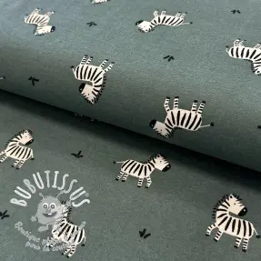 Tissu coton FLANNEL Zebras green