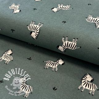 Tissu coton FLANNEL Zebras green