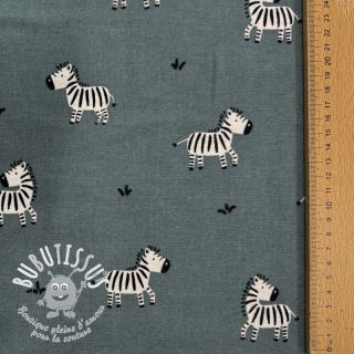 Tissu coton FLANNEL Zebras green
