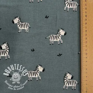 Tissu coton FLANNEL Zebras green