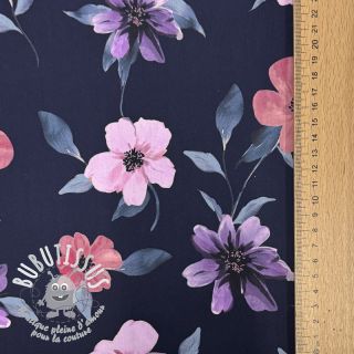 Tissu coton VISCOSE Flowers navy digital print
