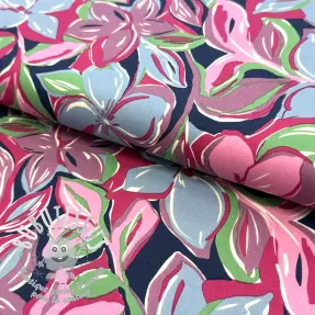 Tissu coton VISCOSE Flowers green