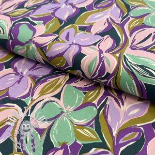 Tissu coton VISCOSE Flowers cobalt