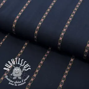 Tissu coton JACQUARD DOBBY navy