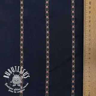Tissu coton JACQUARD DOBBY navy