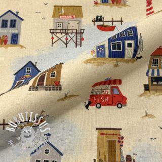 Tissu déco Village Harbour Life digital print