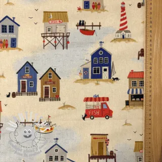 Tissu déco Village Harbour Life digital print