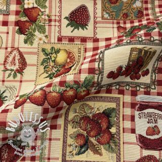 Tissu déco GOBELIN premium Strawberry Jam Check