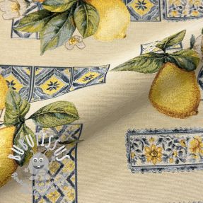 Tissu déco GOBELIN premium Citrus Lemon Azulejos