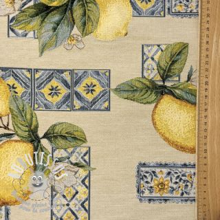 Tissu déco GOBELIN premium Citrus Lemon Azulejos