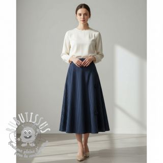 Viscose YARN DYED Stripes and flowers navy